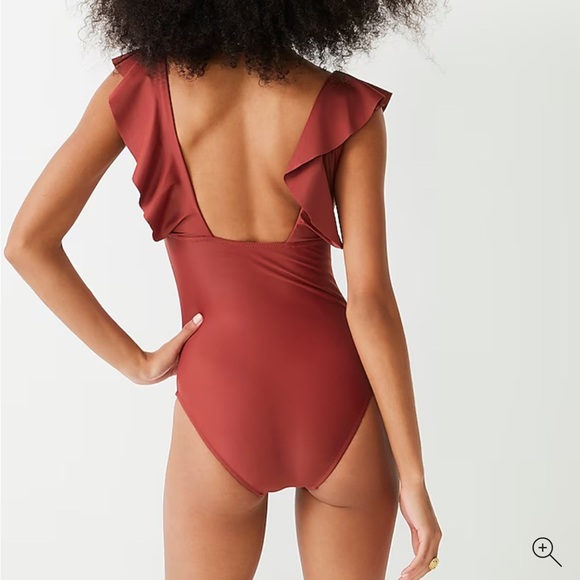 NWT J.Crew Ruched Ruffle One-Piece Swimsuit Magenta Orchid 0 Beach Travel Resort - Picture 4 of 6